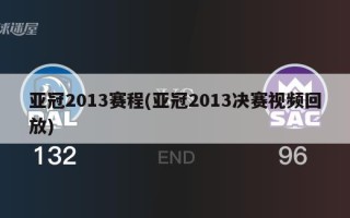 亚冠2013赛程(亚冠2013决赛视频回放)
